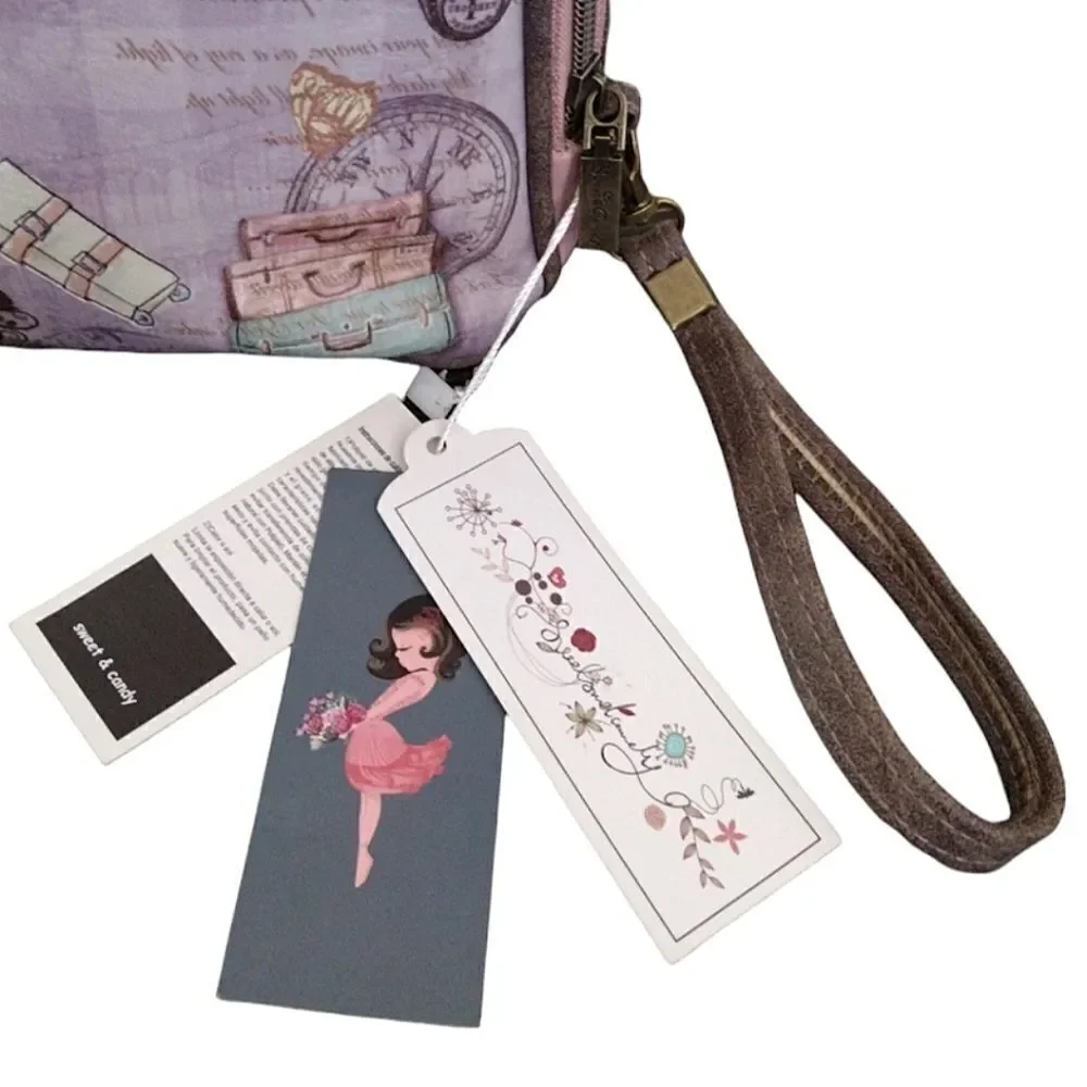 Sweet‎ And Candy Purple Sweet Candy Printed Travel Toiletries Bag NWT Makeup Bag